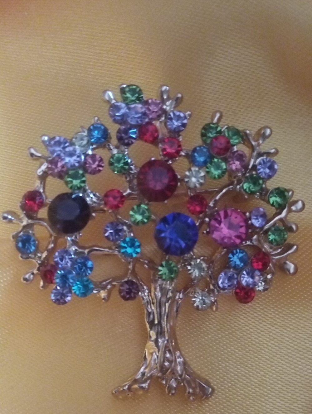 🌳 Multicolor Crystal Tree Brooch Pin - Women Jewelry